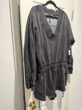 Charcoal V-Neck Sweatshirt Longsleeve  Romper NWT